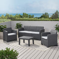 St. Johns 5 Seater Rattan Style Chat Set Grey Grey Fabric