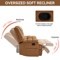 Manual Recliner Chair With Rocker And Swivel In Fabric For Living Room, Beige Beige Polyester Manual Handle Metal Primary Living Space Medium Firm Cushion Back Heavy Duty American Design Pine Pillow Top Arms Fiber Foam And Polyester Fiber Pad Fabric