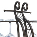 Cello Shape Wine Bakers Rack, Freestanding Wine Rack With Storage Bottle, Wine Storage Home Bar For Liquor And Wine, Organizer For Kitchen, Dining Room Antique Brown Dining Room Metal Metal