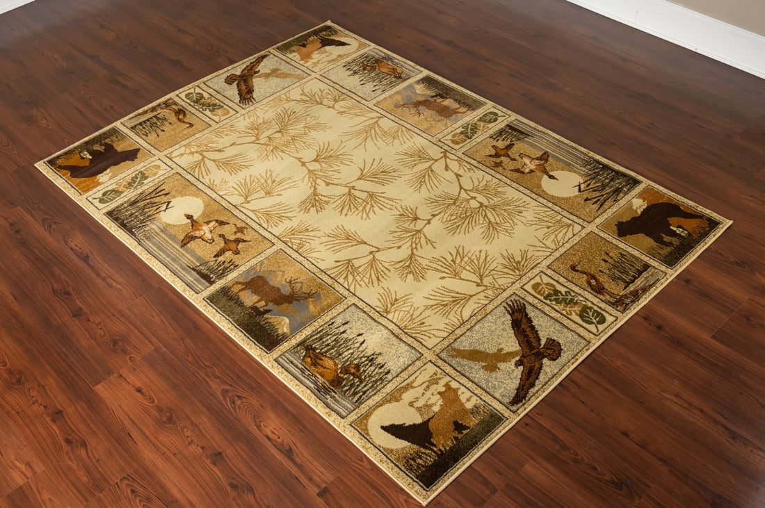 Woodland Gc Rst5502 Cream 5 Ft. 3 In. X 7 Ft. 3 In. Lodge Area Rug Cream Polypropylene