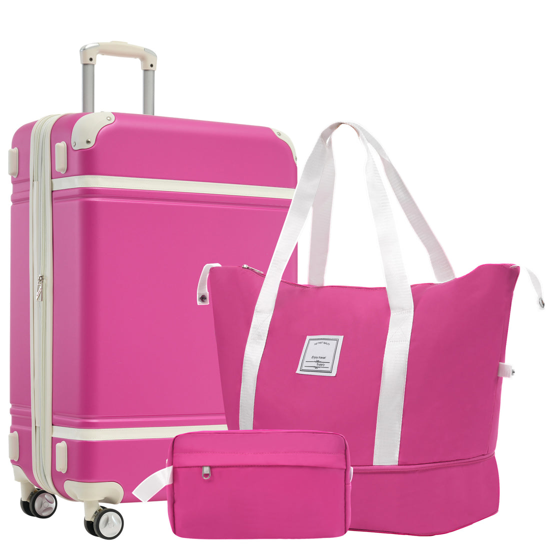 Hardshell Luggage Sets With Bags Lightweight Suitcase Double Spinner Wheels With Tsa Lock ,Single Vintage Luggage 24 In,Pink Pink Abs