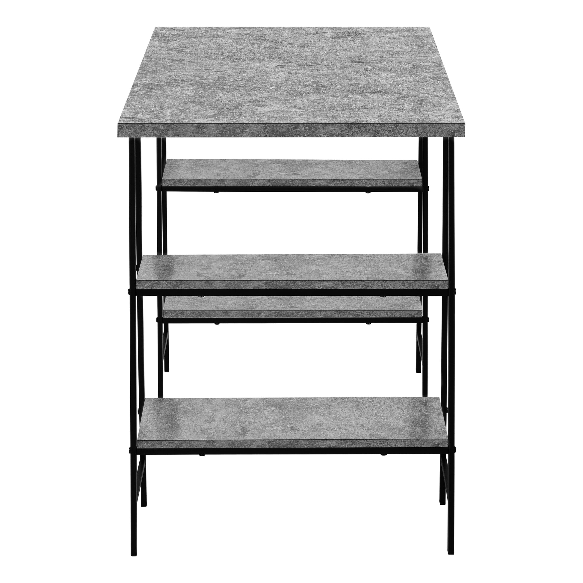 Computer Desk, Home Office, Laptop, Storage Shelves, 48"L, Work, Grey Laminate, Black Metal, Contemporary, Modern Grey Metal