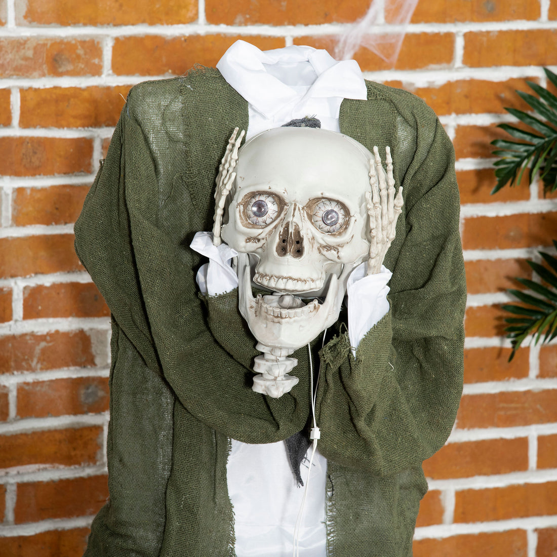 Outsunny 57" Life Size Outdoor Halloween Decorations Hanging Talking Skeleton Ghost, Animated Prop Animatronic Decor With Sound And Motion Activated, Light Up Eyes, Laughter Multicolor Cotton