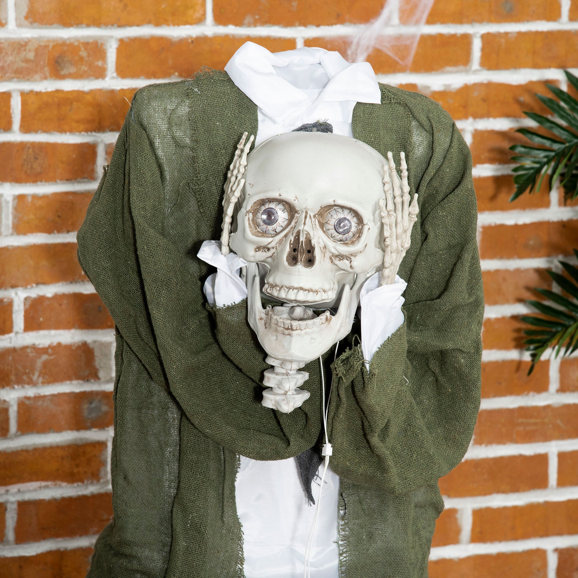 Outsunny 57" Life Size Outdoor Halloween Decorations Hanging Talking Skeleton Ghost, Animated Prop Animatronic Decor With Sound And Motion Activated, Light Up Eyes, Laughter Multicolor Cotton