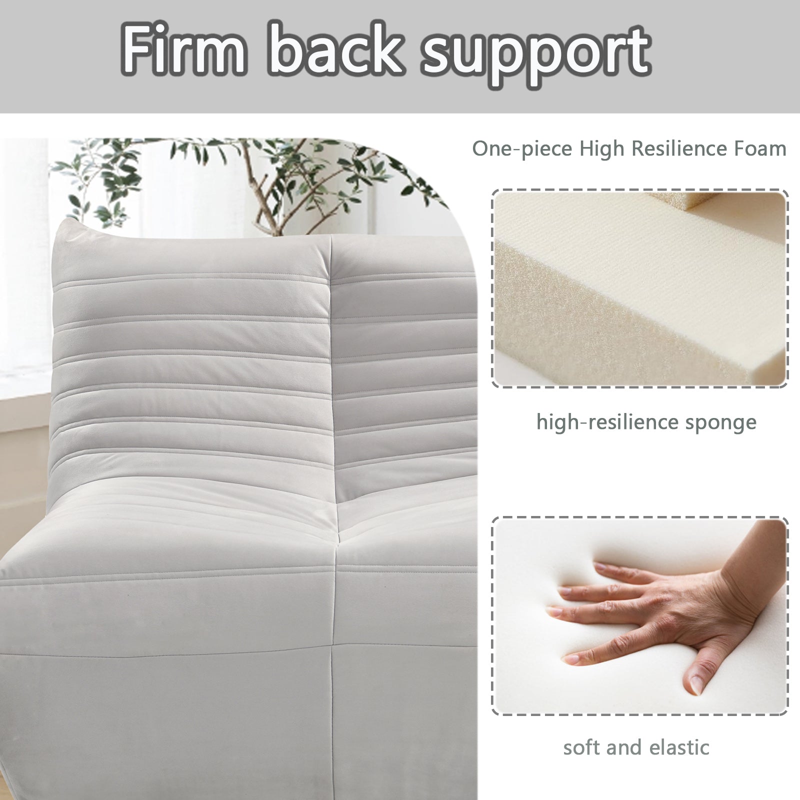 Fireside Chair, Large Bean Bag Chair For Adults, Lazy Floor Sofa For Home, Playing Bean Bag Chair, One Piece High Resillence Sponge, Flannelette Fabric, Light Gray Light Gray Soft Foam Flannelette,Foam