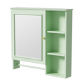 Wall Mounted Bathroom Storage Cabinet, Medicine Cabinets With Large Mirror Door, Adjustable Shelves And Three Open Storage Levels Not Include Bathroom Vanity Green 1 5 Mirror Included Bathroom Wall Mounted Mdf Glass Painted