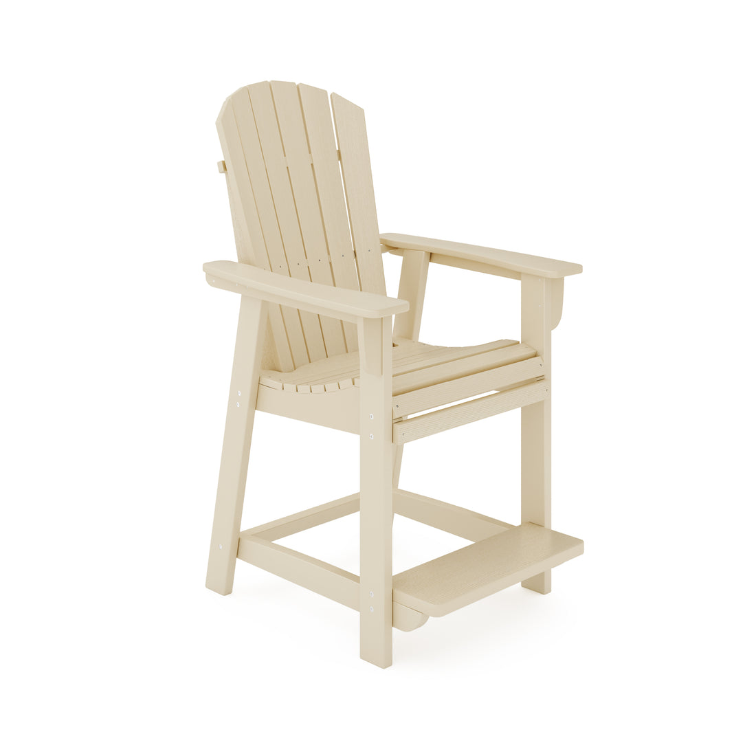 Adirondack Style Counter Chair Stylish Hdpe Poly Lumber For Dining, Patio, And Garden Comfort No Dining Set Beige Weather Resistant Frame American Traditional Hdpe Hdpe