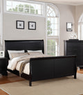 Modern 1Pc Eastern King Size Bed Bedroom Furniture Sleigh Design Headboard Footboard Plywood 1Pc Bedframe Box Spring Required King Black Wood Bedroom Contemporary,Modern,Transitional,Ultra Modern Rubberwood Bed Frame Plywood