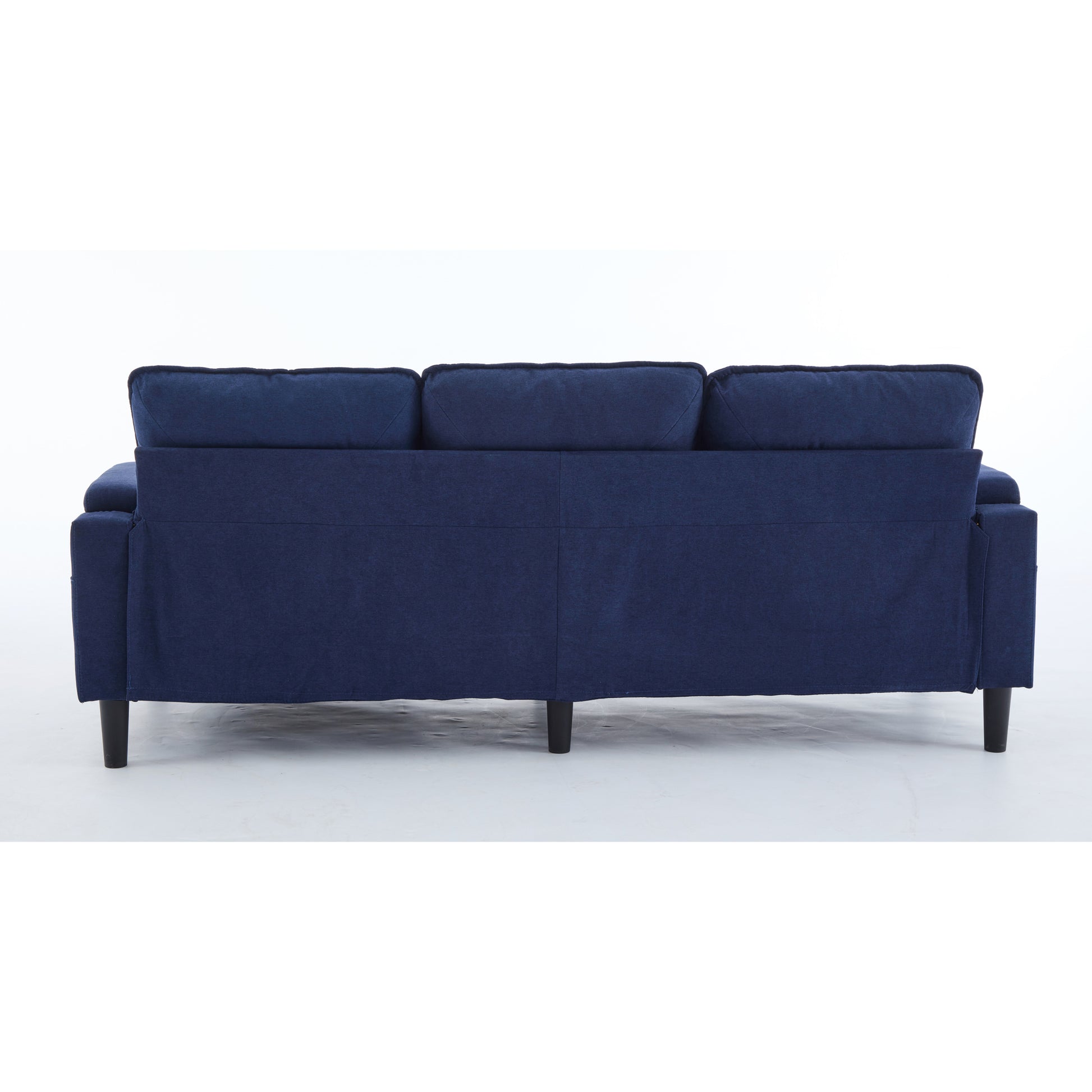 Blue Color Knock Down 3 Seat Combo Sofa With Storage Ottoman For Living Room Apartment Bedroom And Compact Room,Room, Upholstered Sectional Couch, L Shaped Bench With A Footrest, A Individual Stool White Wood Primary Living Space Heavy Duty Pine 3 Seat