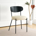 Modern Grey Simple Pu Dining Chair Upholstered Chair Family Bedroom Stool Back Dressing, Black Round Table Set, Bentwood Covered With Ash Veneer Chair Back, Chair Black Metal Legs Set Of 5 Black Mdf