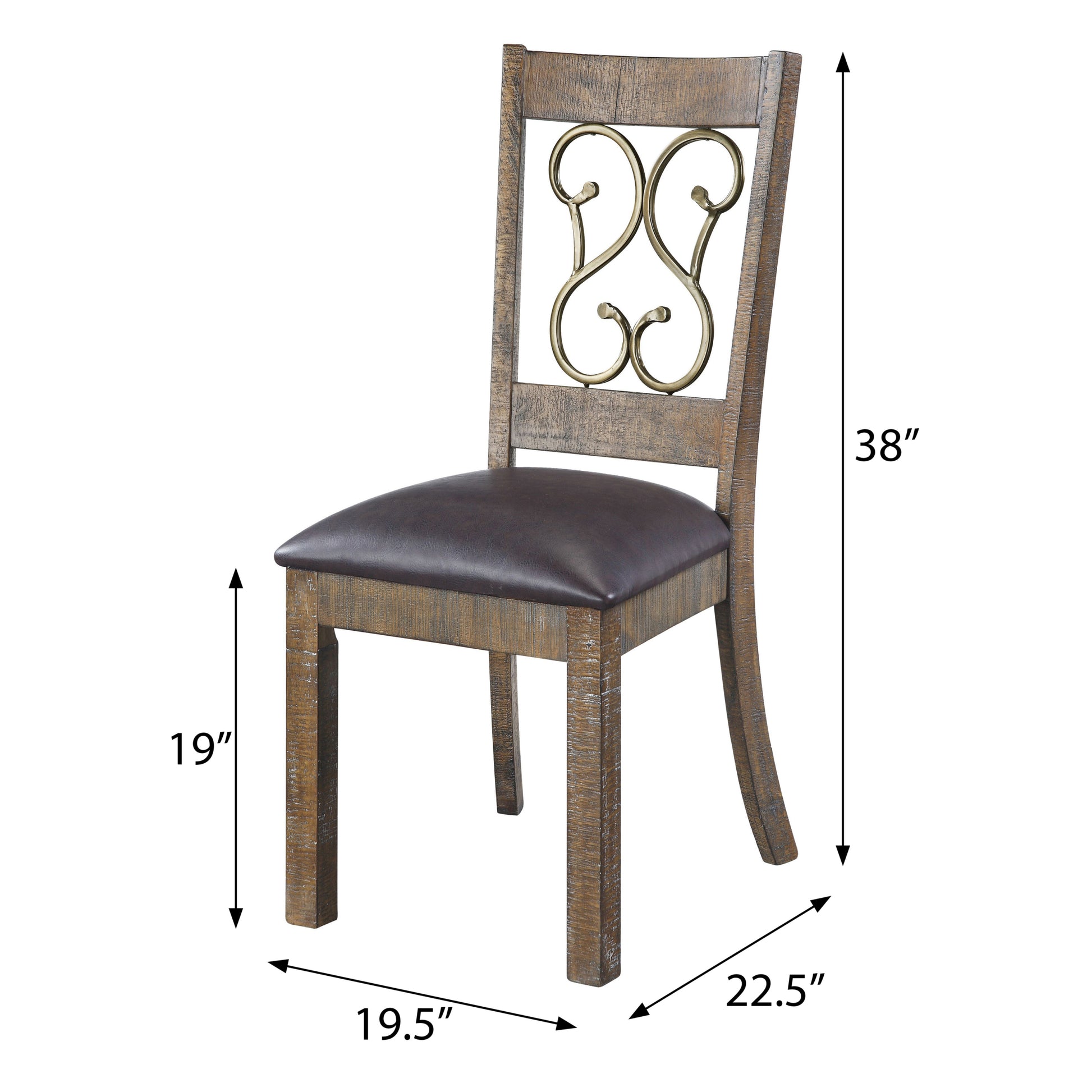 Weathered Cherry And Black Open Back Side Chairs Set Of 2 Natural Black Dining Room Foam Farmhouse Side Chair Rubberwood Open Back Set Of 2 Foam Wood Fabric