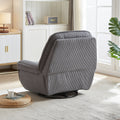 Video 360 Degree Corduroy Swivel Upholstered Manual Recliner Chair,Theater Recliner Sofa,Nursery Glider Rocker For Living Room Grey Corduroy