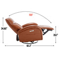 Yellow Brown Genuine Leather Swivel And Rocker Power Recliner Chair With Lumbar Support, Max Swivel Degree 270 , Heavy Duty Motion Mechanism With Usb And Type C Brown Genuine Leather Power Push Button Metal Primary Living Space Medium Firm Pillow Back