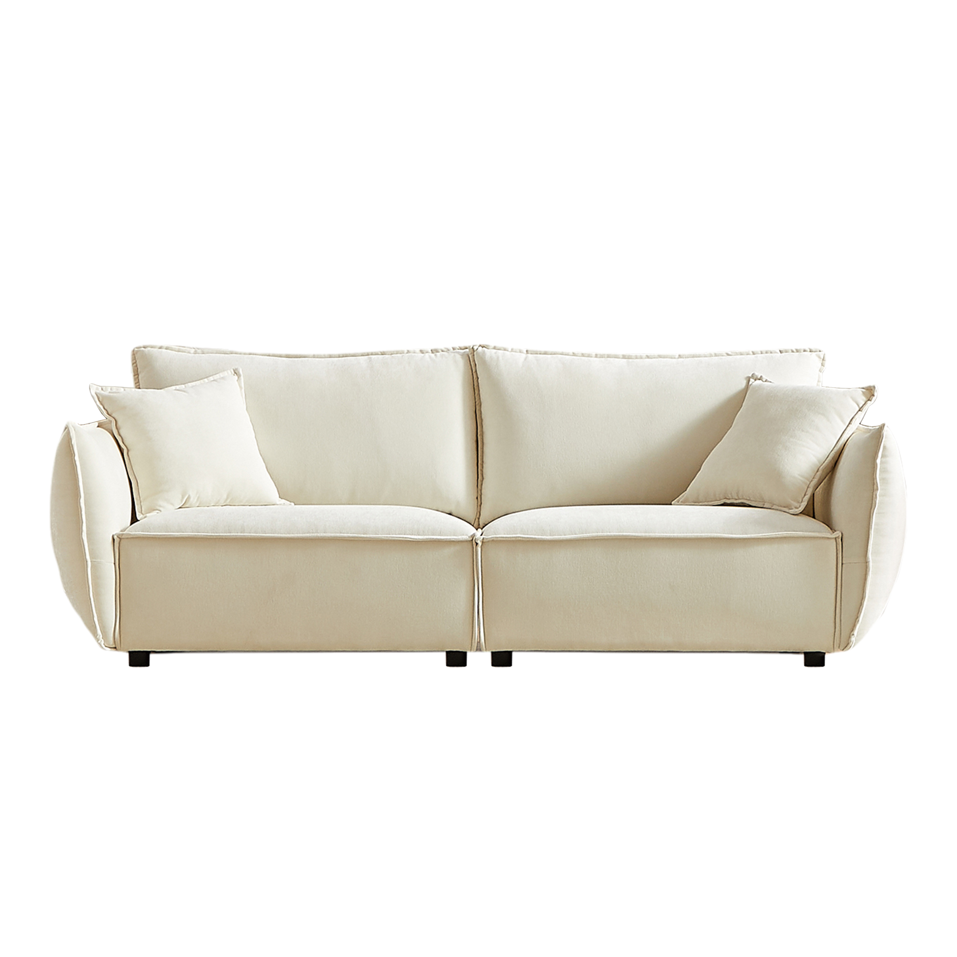 Mh88" Modern Living Room Sectional, Wide Living Room Sectional, Stylish Chenille Triple Sectional With Extra 2 Pillows, Thickly Padded Seat And Back And Armrests For Apartment, Living Room Beige Chenille Wood Primary Living Space Pine Foam Fabric 3 Seat