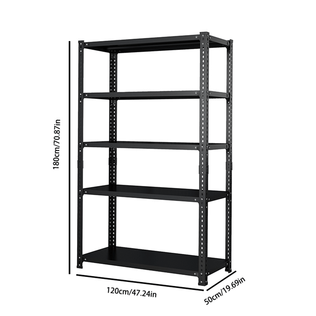 Household Storage Rack, Adjustable Display Rack, Basement Balcony Storage Rack, Carbon Steel Storage Rack, 120Cm * 50Cm * 180Cm, Five Floors Black 5 Black Etagere Primary Living Space Metal Contemporary Adjustable Shelves Metal