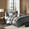 7 Piece Herringbone Comforter Set Grey Cal King Grey Polyester