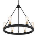 6 Light Living Room Steel Dimmable Candle Style Wagon Wheel Chandelier Ul Certified Antique Brass Black Ceiling Lights Steel Metal