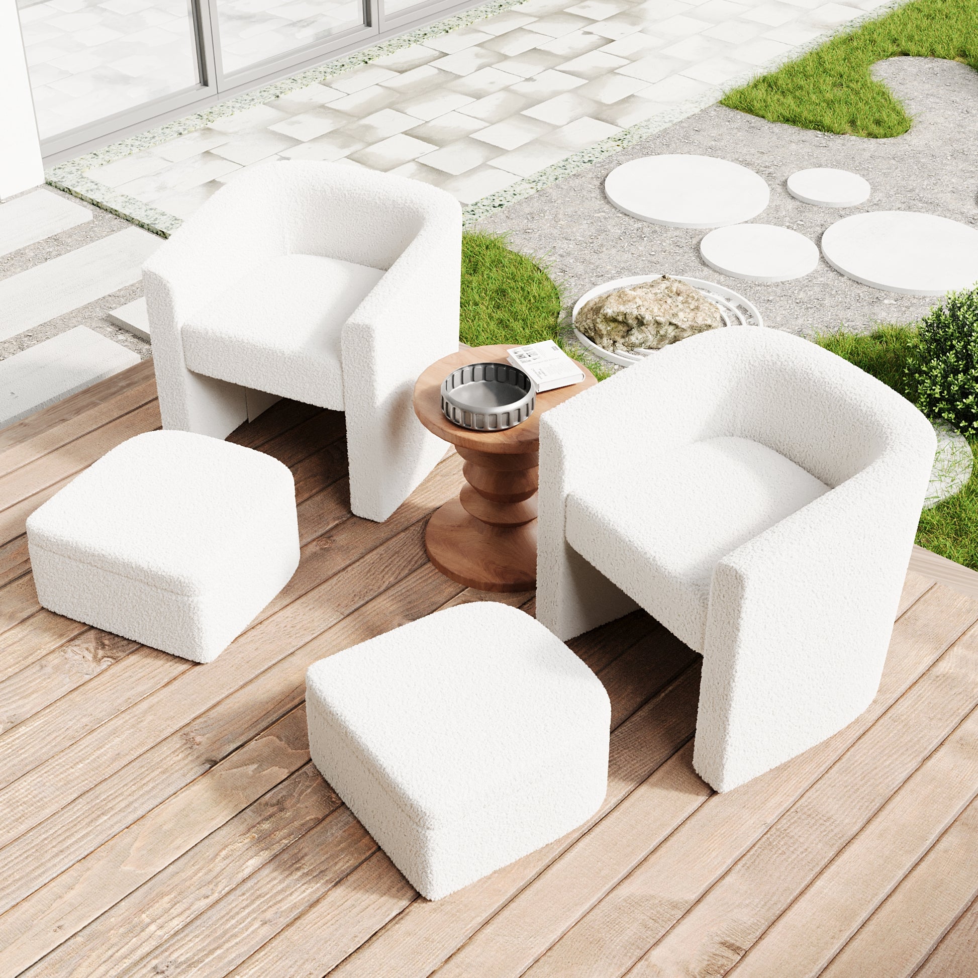 Accent Chair White Sofa Chair One Set, Modern Living Room Side Chair, Single Sofa Chair, Footstool With Storage, Suitable For Bedroom Office Reading Space, Study Cream White Cream White Foam Velvet