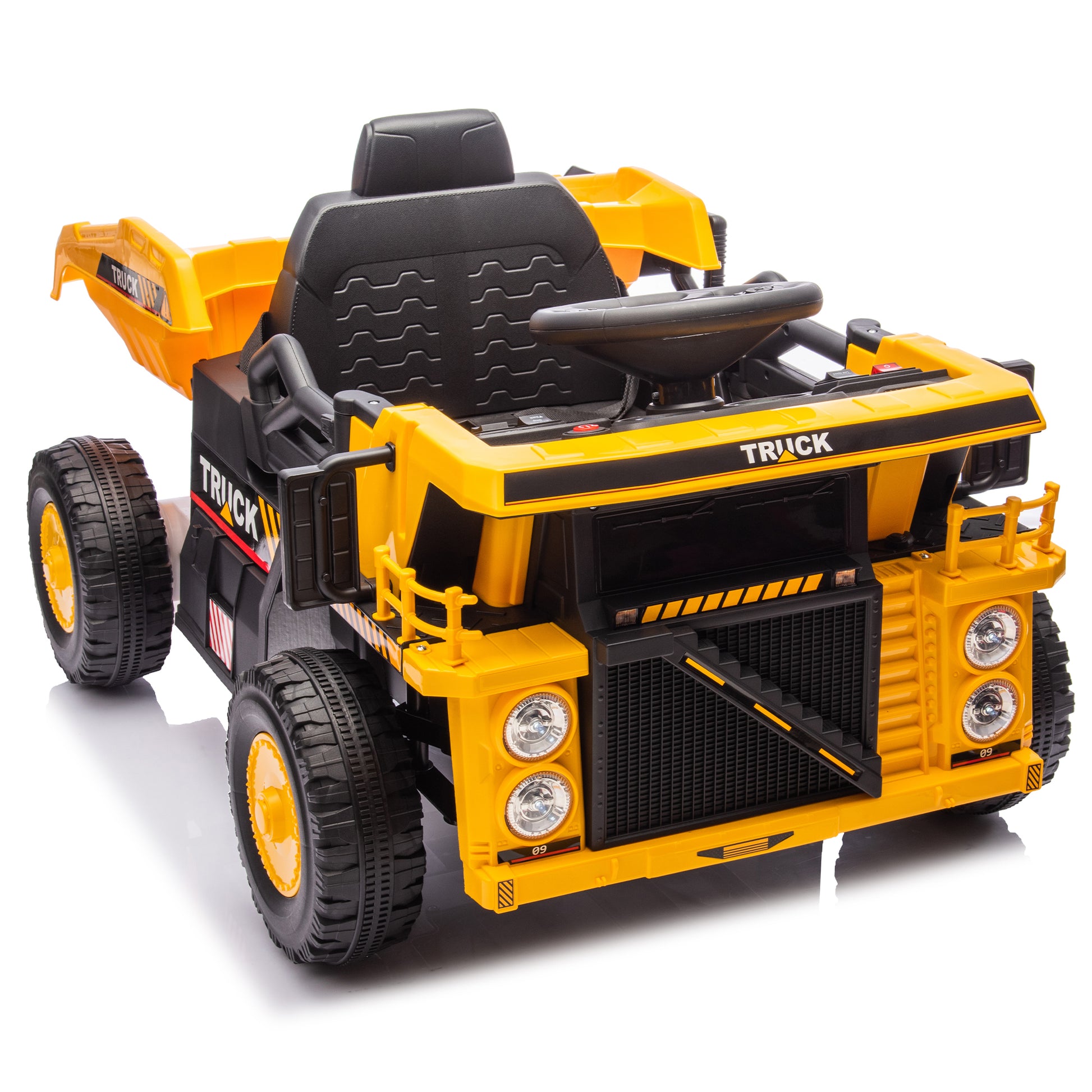 12V Kids Ride On Dump Truck W Parents Control,2Wd,Rear Wheel Suspension,Electric Dump Bed And Extra Shovel,Multimedia Function With Bluetooh And Music,Volume&Speed Adjustment,Led Light For Kids 3 5. Yellow Polypropylene