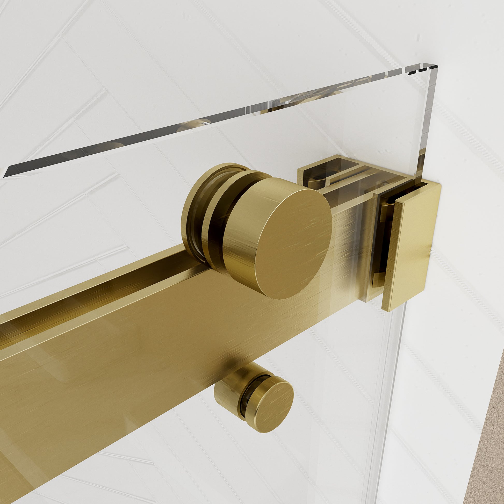 50 54 Inches Width 76 Inches Height Double Sliding Frameless Shower Door With 3 8 Inches 10Mm Clear Tempered Glass, Brushed Gold Finish Brushed Gold Bathroom Luxury,Modern Glass Aluminium,Stainless