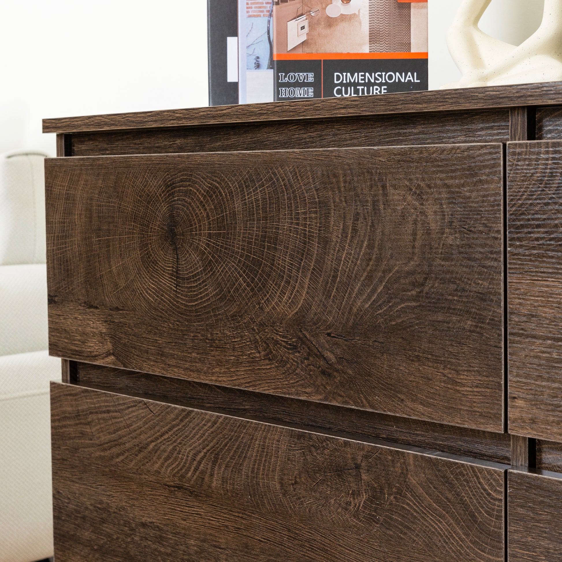 Drawer Dresser Cabinet, Sideboard, Bar Counter, Buffet Counter, Table Lockers, Three Plus Three Drawers Audit, Can Be Used For Dining Room, Living Room, Bedroom, Kitchen Corridor, Color: Dark Gray 5