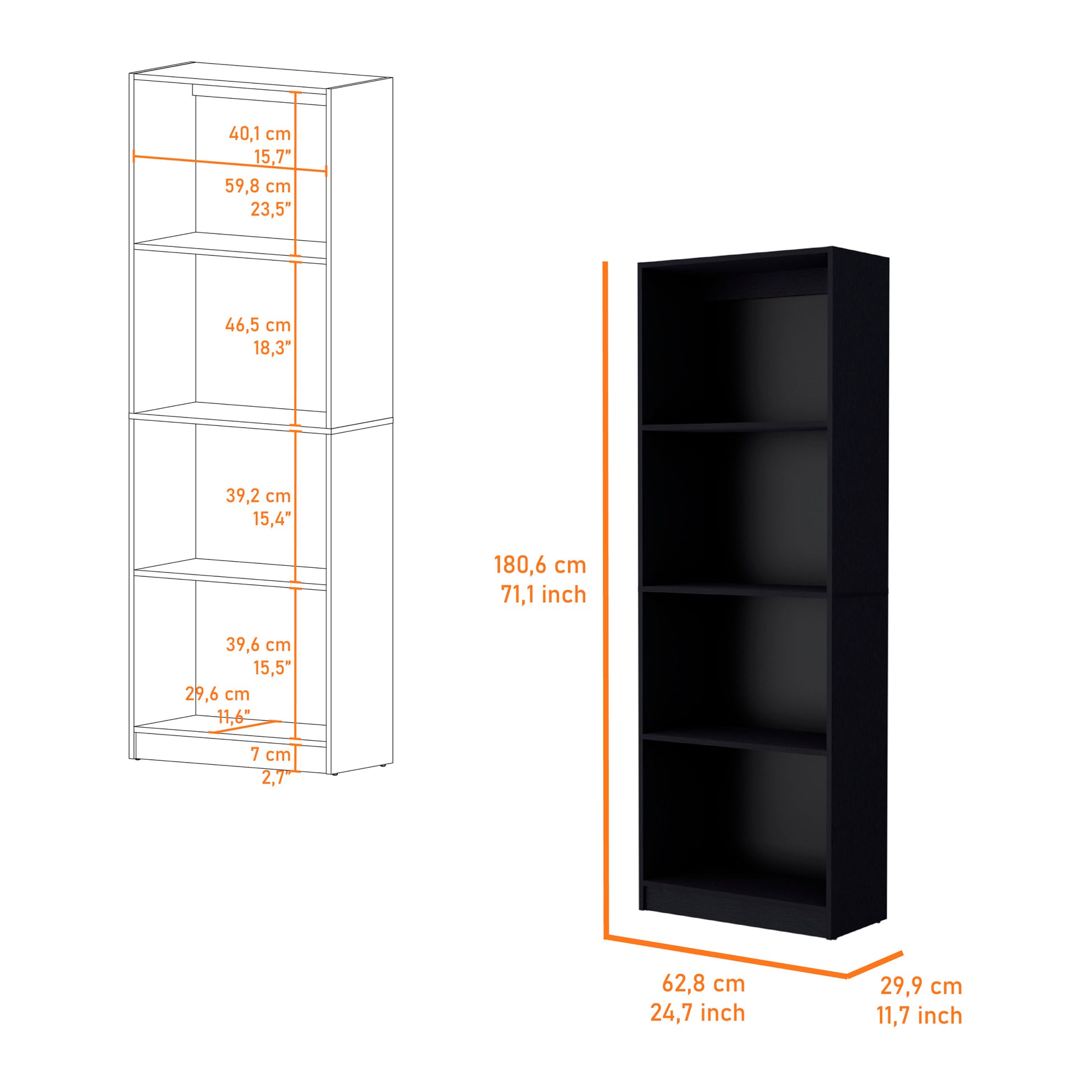 Dupree 2 Piece Home Bookcase Set, 49" Wide With 9 Shelvesliving Room Black Freestanding Black Office Adjustable Shelves Modern Particle Board