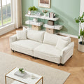 2345 Beige Corduroy Fabric, Sofa Can Be Converted Into A Sofa Bed With Two Throw Pillows, Suitable For Living Room And Other Scenes Beige Corduroy 3 Seat