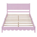 Full Size Wood Platform Bed Frame, Retro Style Bed With Rectangular Headboard,No Need Box Spring,Pink Full Pink Wood