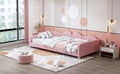 Twin Size Upholstered Daybed, Sherpa Fabric Sofabed With Cloud Shaped Backrest, No Box Spring Needed, Pink Twin Pink Wood Fabric