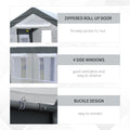 Outsunny 8' X 6' X 7' Walk In Greenhouse, Outdoor Garden Warm Hot House With 4 Roll Up Windows, 2 Zippered Doors And Weather Cover, White White Polyethylene