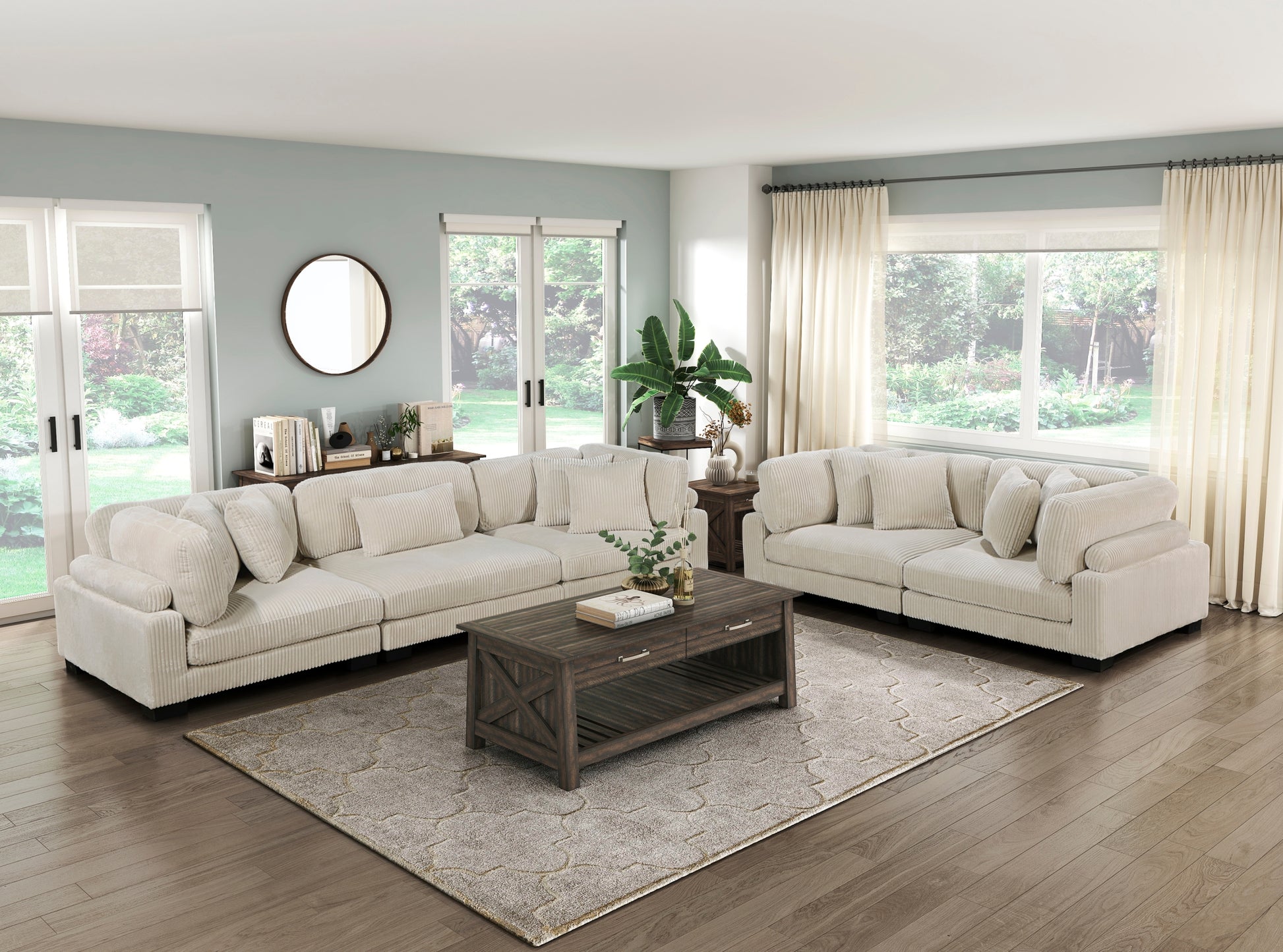 1Pc Modern Living Room Furniture Modular Corner Seat Plush Beige Corduroy Fabric Upholstery Plywood Frame, Matching Pillows Beige Wood Primary Living Space Modern Plywood 1 Seat