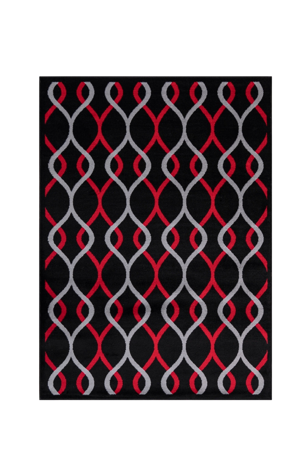 Jersey Area Rugs, Carpets For Livingroom, 5X7 Area Rugs ,3986 Black Red Rectangle 5&7 Black Red Contemporary Abstract Polypropylene