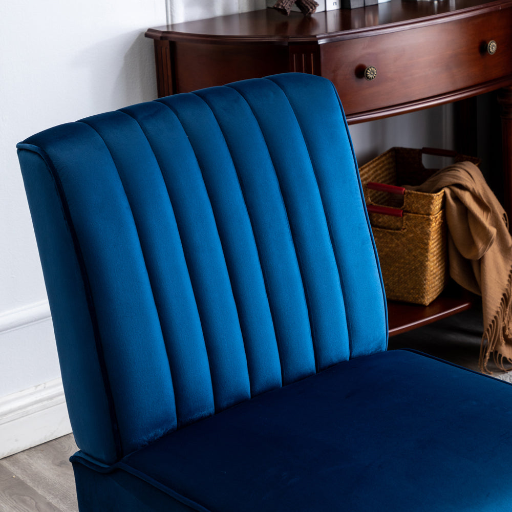 Reese Mid Century Modern Accent Chairs Set Of 2 With Minimalist Design, Elegant Velvet Upholstery And Solid Wood Legs, Ideal For Living Room Or Bedroom, Dark Blue Dark Blue Velvet