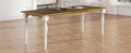 Vintage Traditional 82.7Inch Extendable Dining Table With 23.6Inch Removable Leaf, Brown Cream Cream Brown Seats 8 Dining Room Traditional Rubberwood Rectangular Rubber Wood