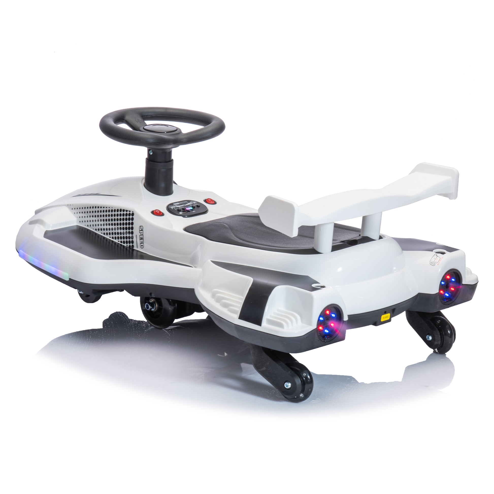 12V Kids Ride On Electric Toy,360 Degree Drift In Place,Spray Function,Front&Side Lights Design,Usb Mp3,Bluetooth,Music, 3.73 4.35 Mph,Easy Installation,Ultimate Cool Operation For Kids Aged 3 . White 100 149 Lbs Polypropylene