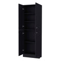 Cameron Pantry Cabinet With 4 Doors And 5 Hidden Shelves Black Kitchen Particle Board Engineered Wood