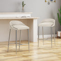 Counter Stool2Pcs Set Beige Fabric