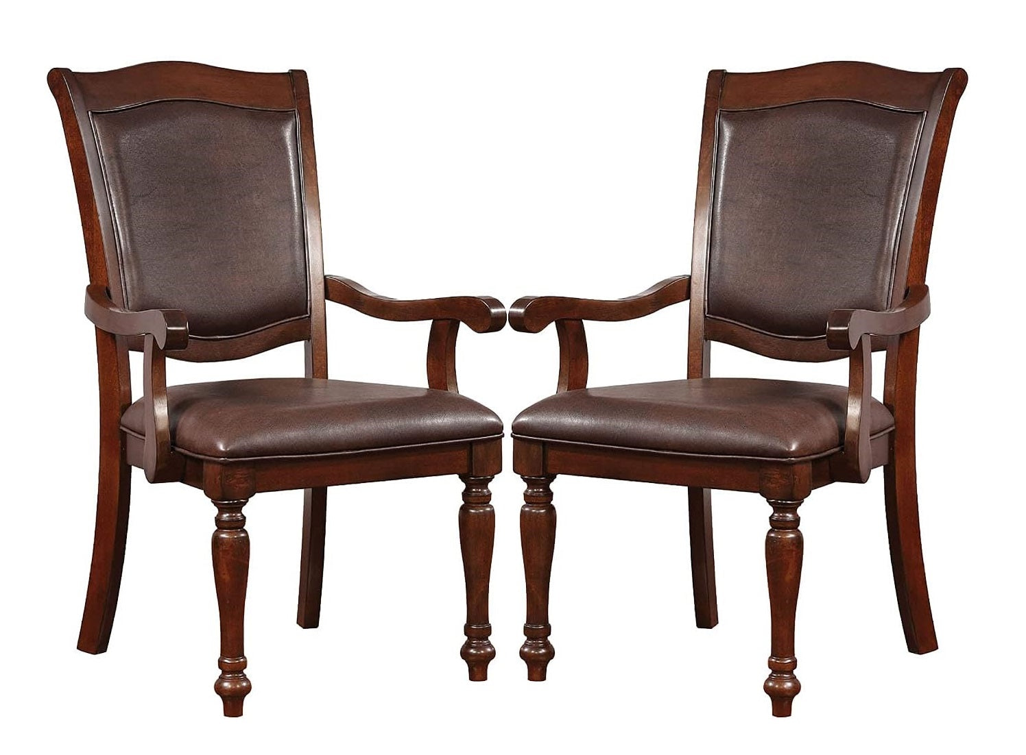 Luxurious Traditional Dining Chairs Brown Cherry Solid Wood Espressoseat Set Of 2Pc Arm Chairs Turned Legs Kitchen Dining Room Cherry,Espresso Brown Dining Room Traditional Dining Chairs Solid Back Solid Wood