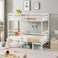 Twin Over Twin Bunk Beds Can Be Turn Into Upper Bed And Down Desk, Cushion Sets Are Free. White,79''L X 40.9''W X 79''H. Twin White Iron