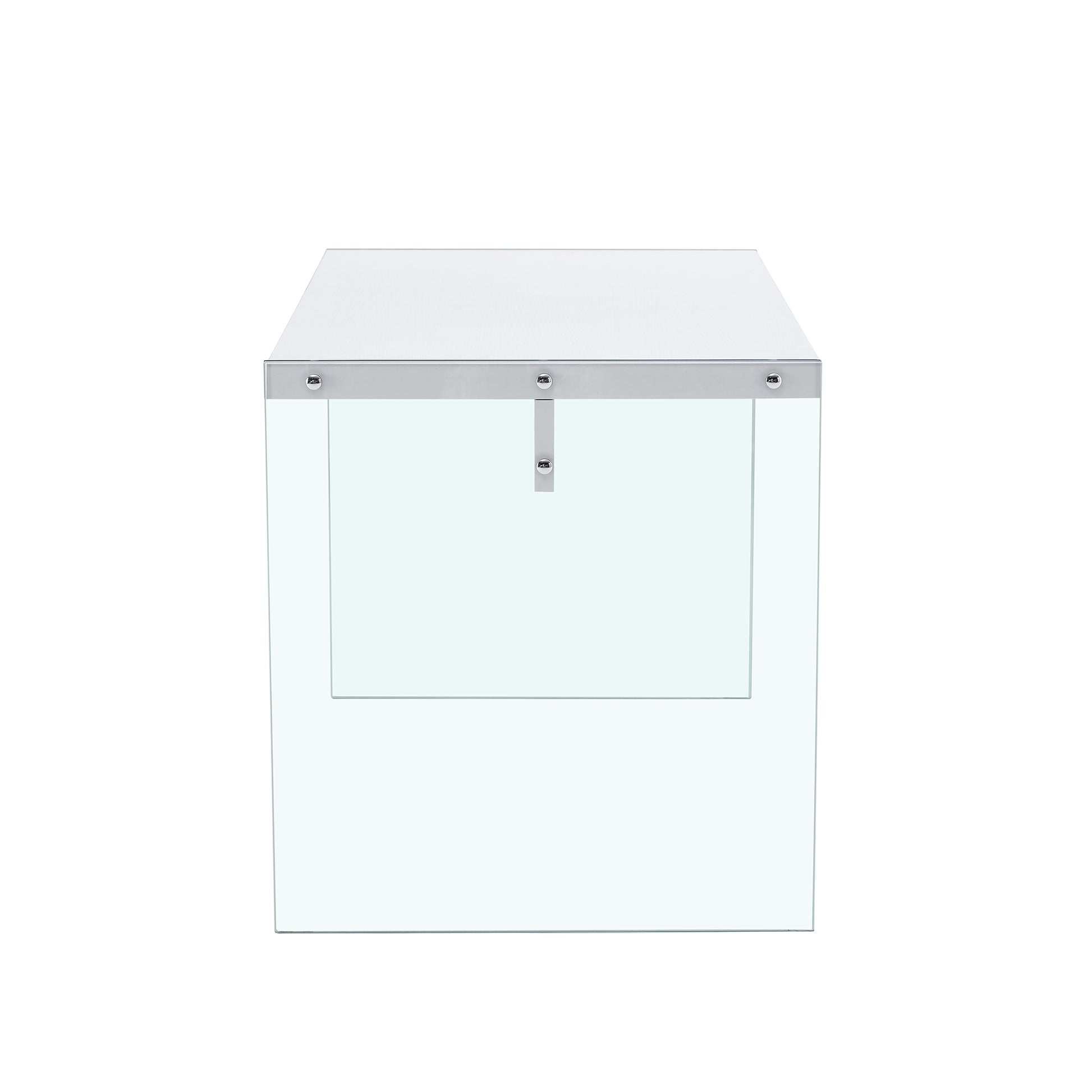 The Top Of The Coffee Table Is Made Of Mdf And White Stickers, And The Sides Are Clear Tempered Glass. The Design Is Simple And Elegant, And The Structure Is Strong. White Mdf Glass