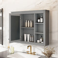 35'' X 27.5'' Medicine Cabinet, Wall Mounted Bathroom Storage Cabinet, Modern Bathroom Wall Cabinet With Mirror, Mirror Cabinet With 6 Open Shelves Not Include Bathroom Vanity Grey 1 5 Mirror Included Bathroom Wall Mounted Mdf Painted