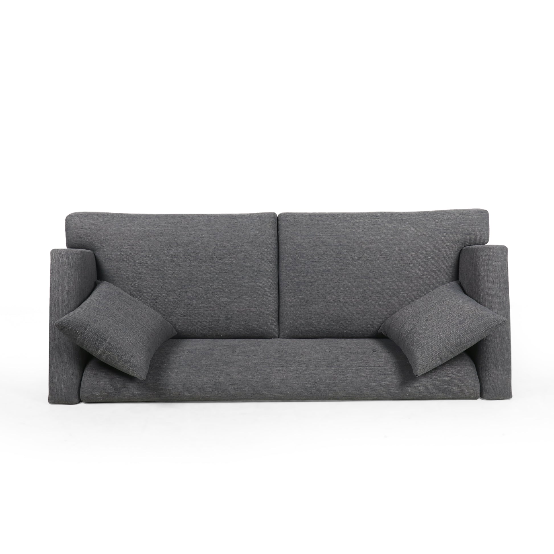 Mirod Comfy 3 Seat Sofa With Wooden Legs, For Living Room And Study Charcoal Fabric 3 Seat