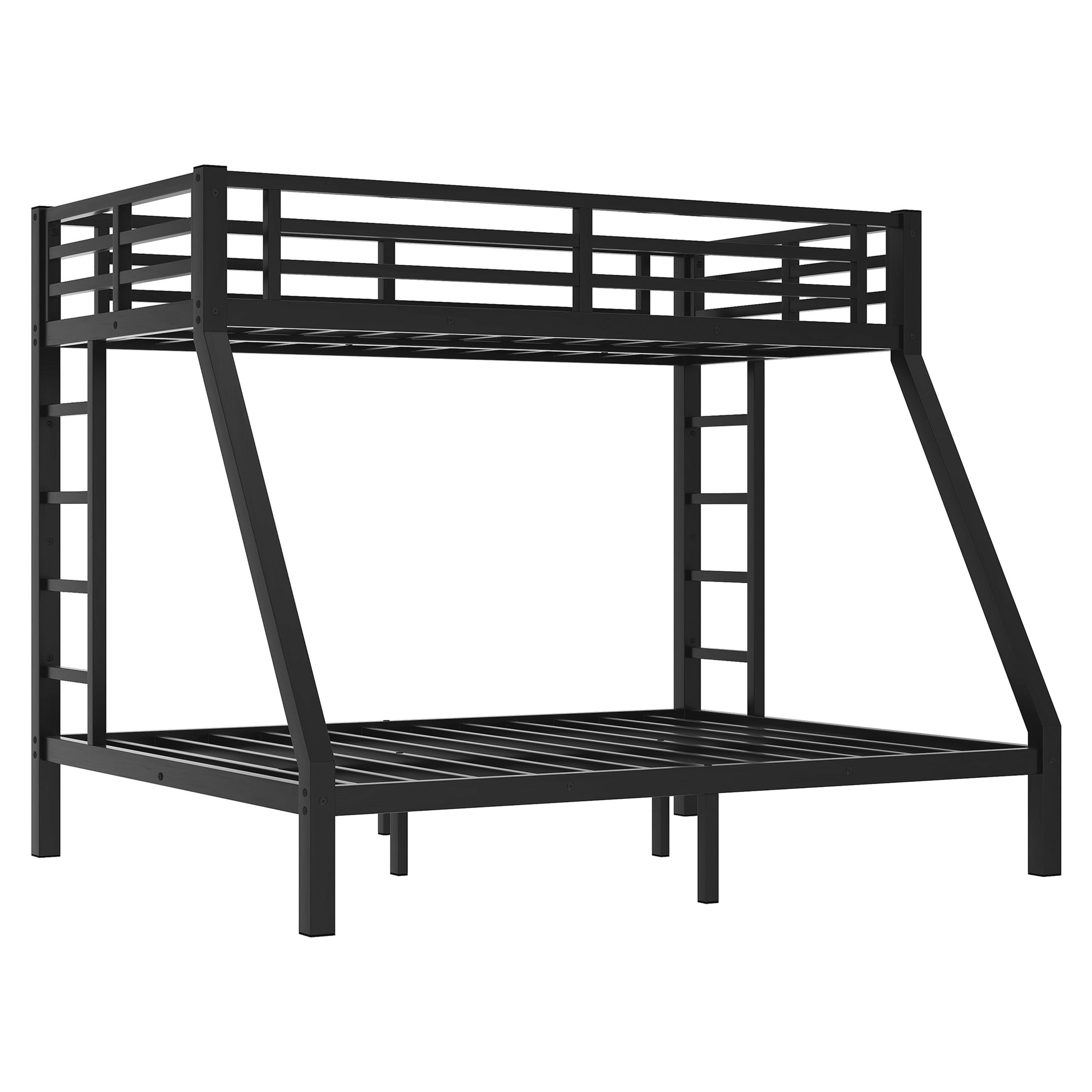 Metal Twin Xl Over Queen Bunk Bed For Teens And Adults,Space Saving Noise Reduced No Box Spring Needed, Old Sku W1307S00019 Twin Xl Black Metal