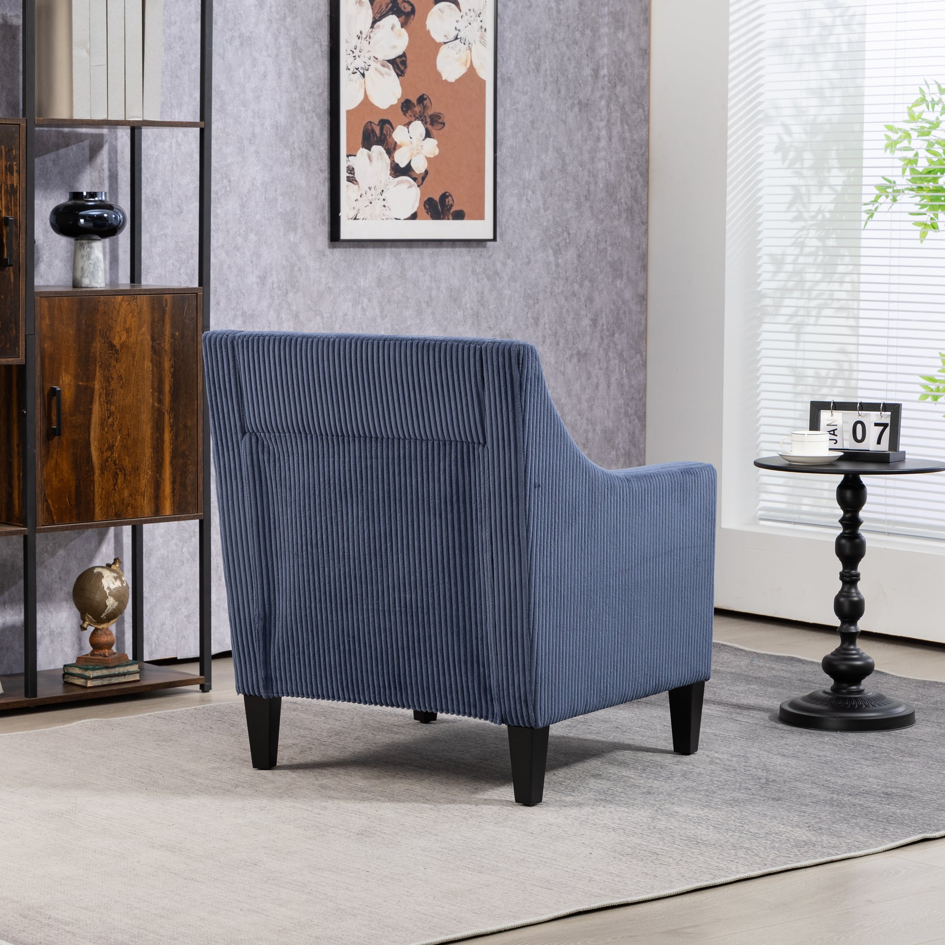 Coolmore Modern Accent Chair,Upholstered Armchair With Scooped Arms For Bedroom,Apartment,Studio,Office,Waiting Room Blue Corduroy Blue Primary Living Space Foam Corduroy