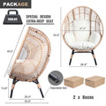 2 Pieces Patio Pe Wicker Egg Chair Model 2 With Natural Color Rattan Beige Cushion Yes Natural Foam Steel