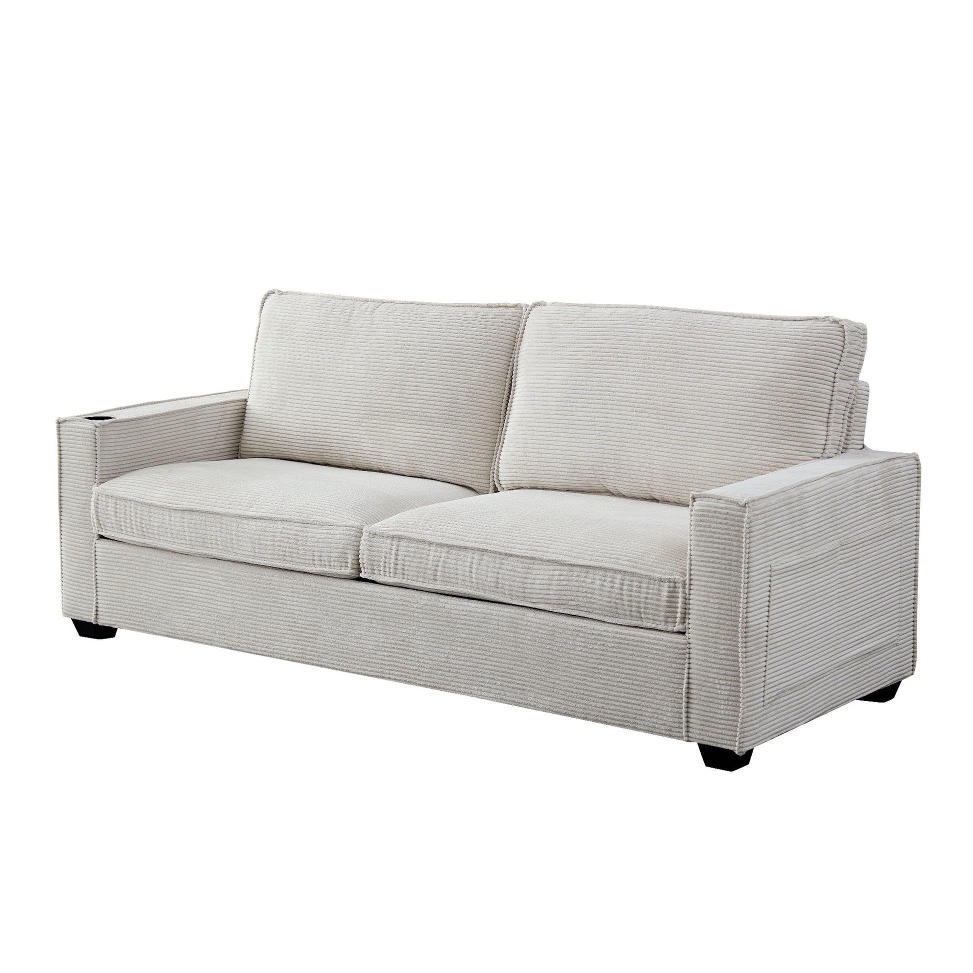 Corduroy Sofa, 87.4 Inch Modern Design Sofa With Cup Holder And Storage Bags, Deep Seat Sofa Couch,Comfy Couch For Living Room,Apartment,Beige Beige Corduroy 3 Seat