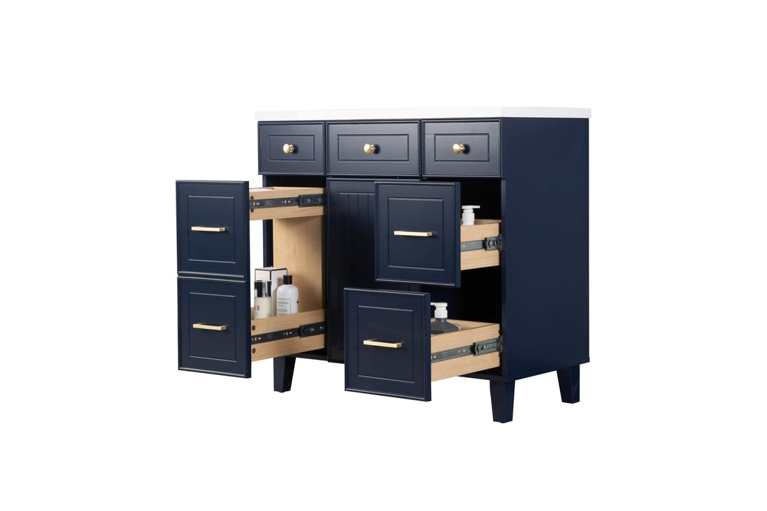 36" Bathroom Cabinet Only, Without Basin, 23V07 36Nb Navy Blue Mdf