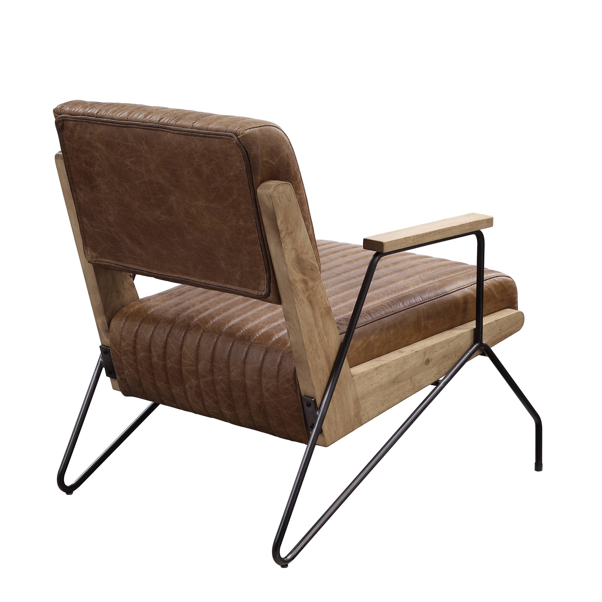 Cocoa And Matt Iron Accent Chair With Metal Leg Brown Primary Living Space Contemporary Genuine Leather