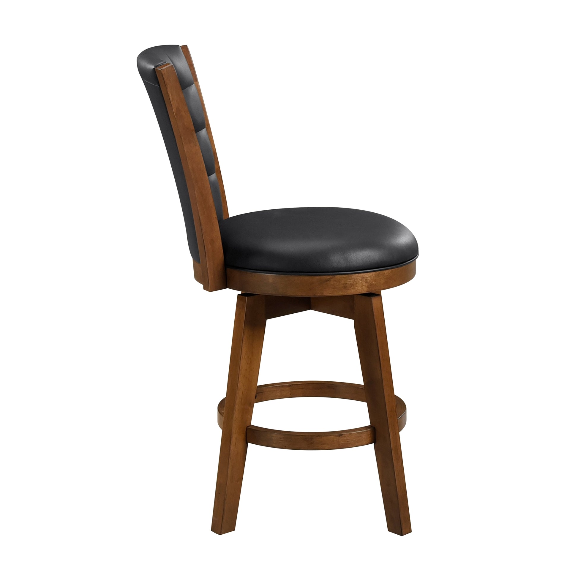 Swivel Counter Height Chairs Set Of 2, Button Tufted Upholstered Seat And Back Chestnut Finish Solid Wood Dining Furniture Chestnut Dining Room Solid Wood