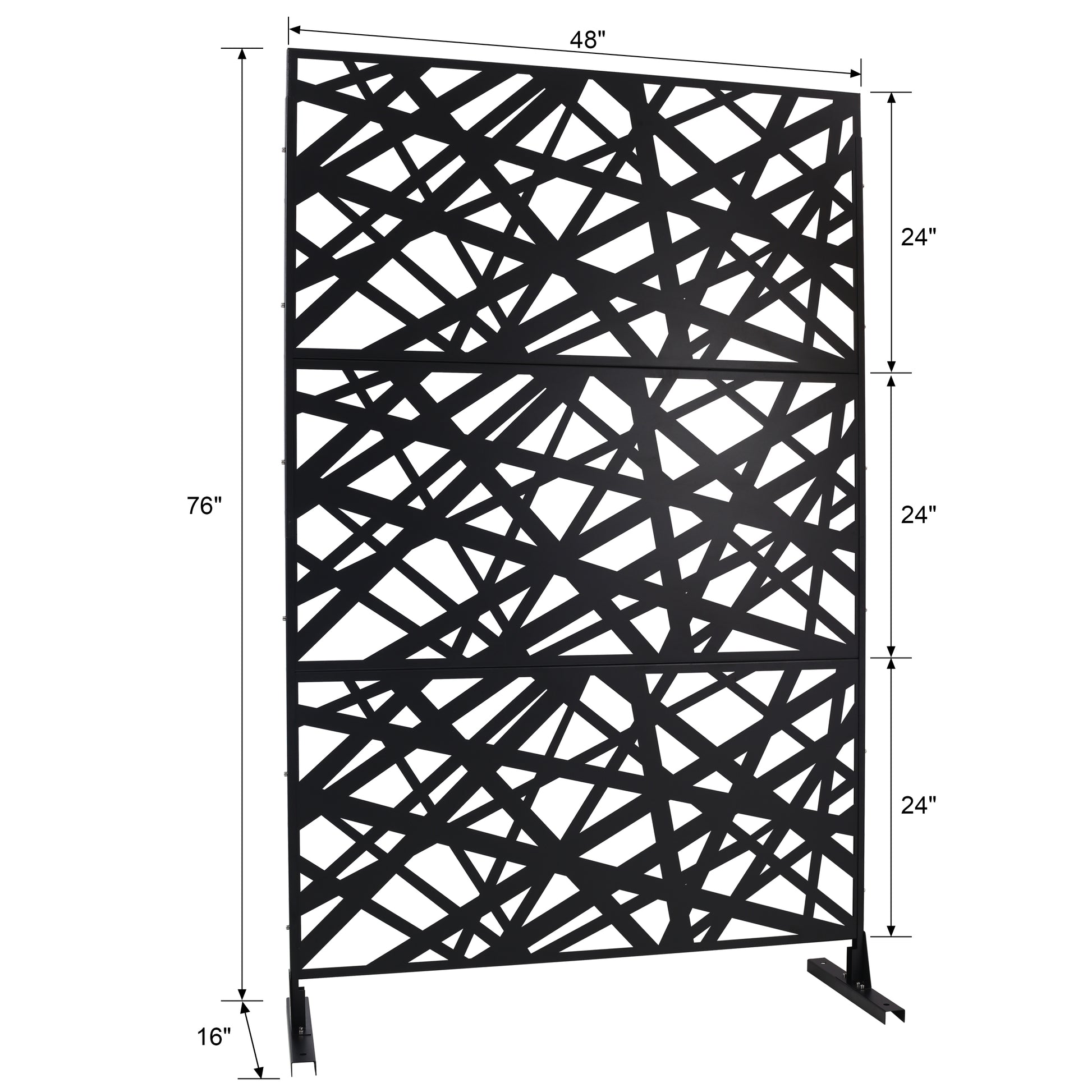 Outdoor & Indoor Privacy Screen Metal Privacy Screen 76" H 48" W, Freestanding Decorative Privacy Screen For Deck Balcony Patio, Privacy Fence Panels For Outside Lawn Garden Ps117 Black Black Steel